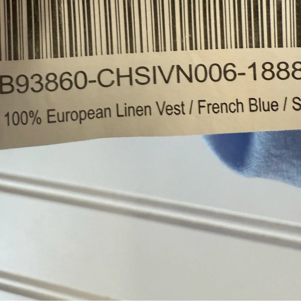 Quince 100% European Linen Vest Blue Small S NEW 1689 - Picture 5 of 5